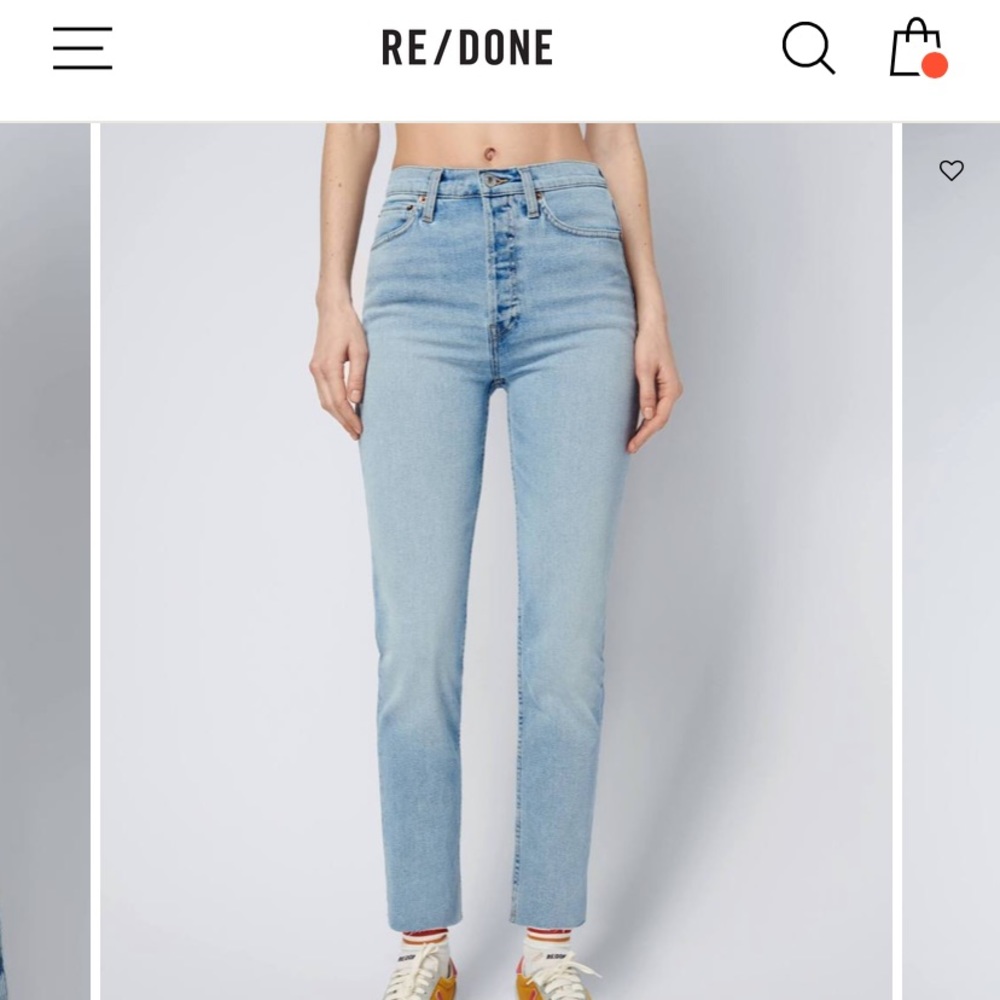Re/done Caro high rise light wash jean. Size 24